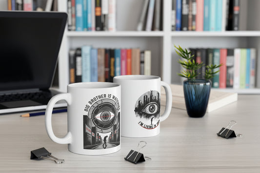1984 'Big Brother is Watching' Ceramic Mug — Dystopian Quote Coffee Cup